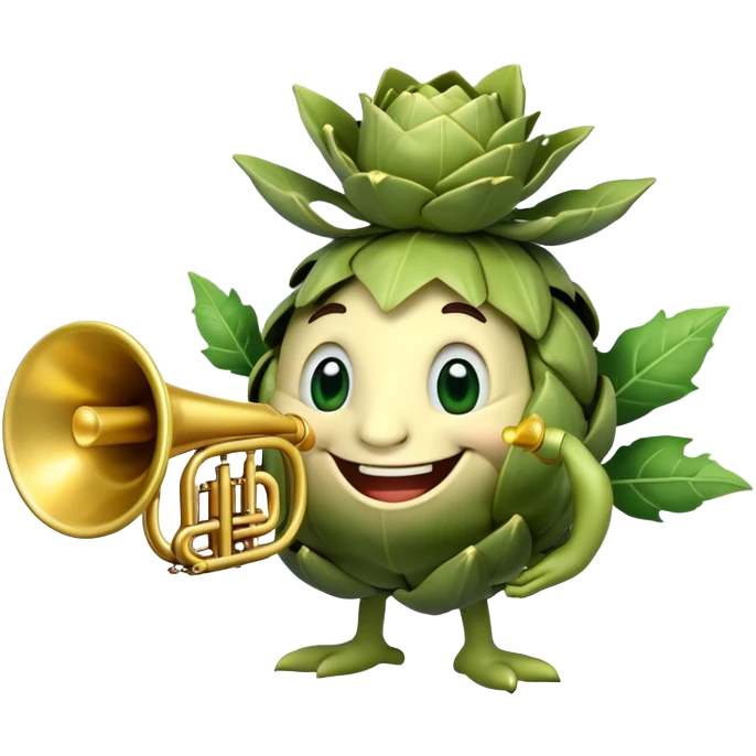 Smiling Artichok with a trumpet emoji