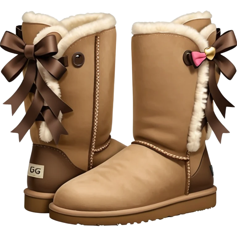 ugg boots that are ankle hight with a cheat bow on the back emoji