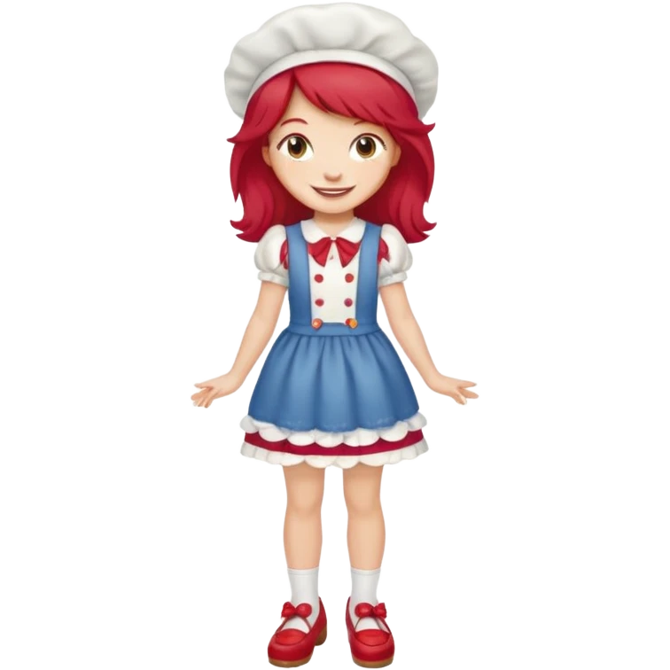 pretty and cute realistic modern day strawberry shortcake full body with red shoes emoji emoji