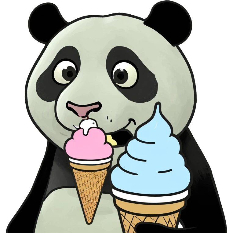 Panda eating ice cream emoji