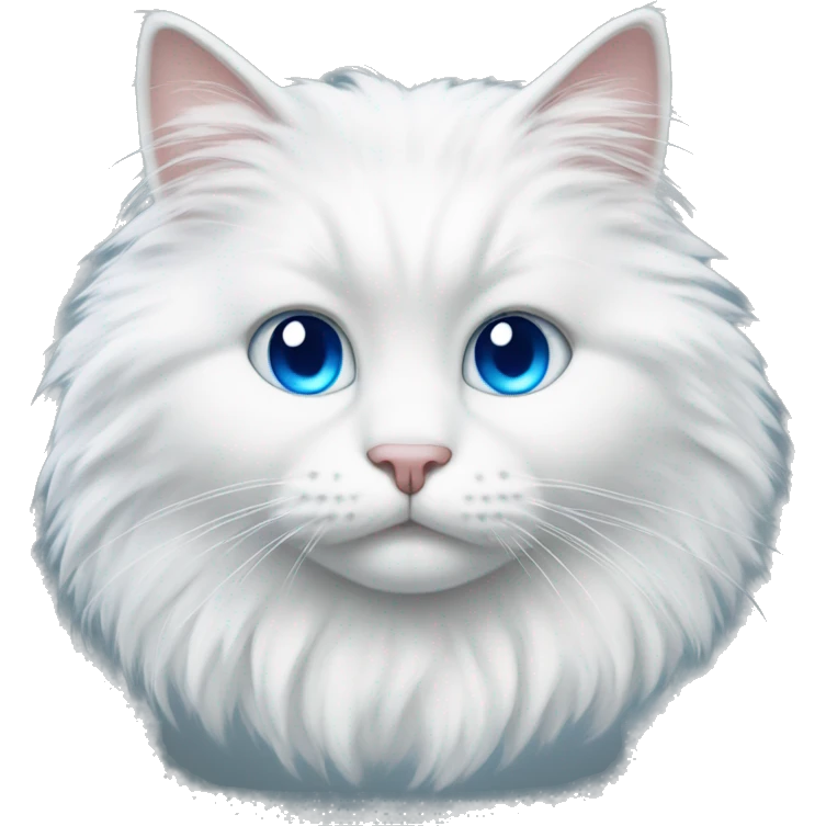 Fluffy white cat with blue eyes  emoji