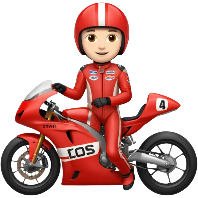 red motorcycle racer with out helmet emoji