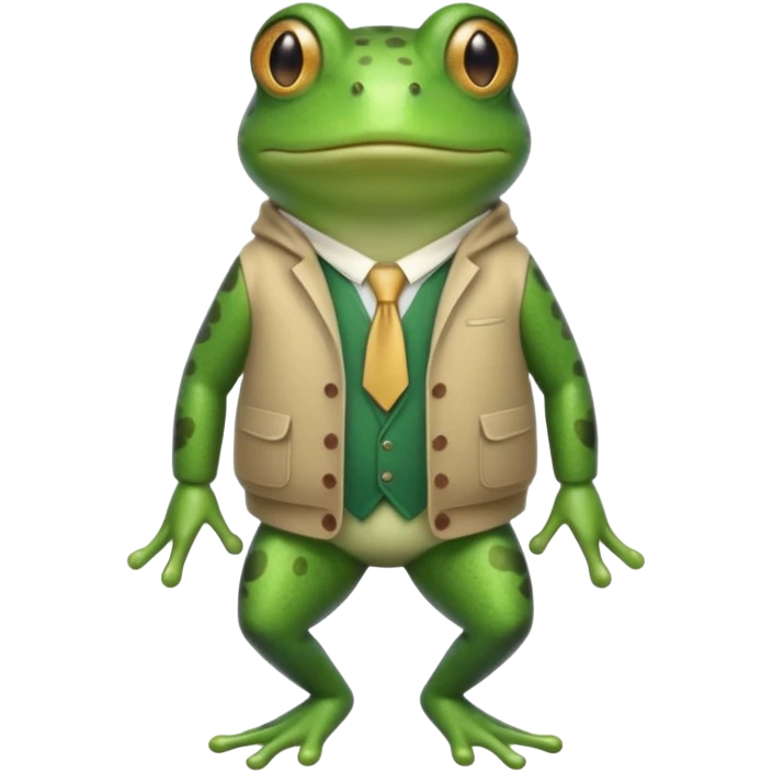 قورباغه ای که‌ ایستاده و دستش پشت کمرشه  و لباس تنشه emoji