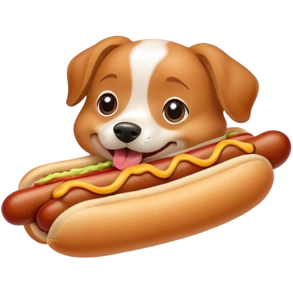 dog eating hotdog emoji