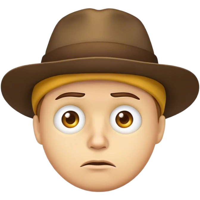 Annoyed yellow face with a brown hat emoji