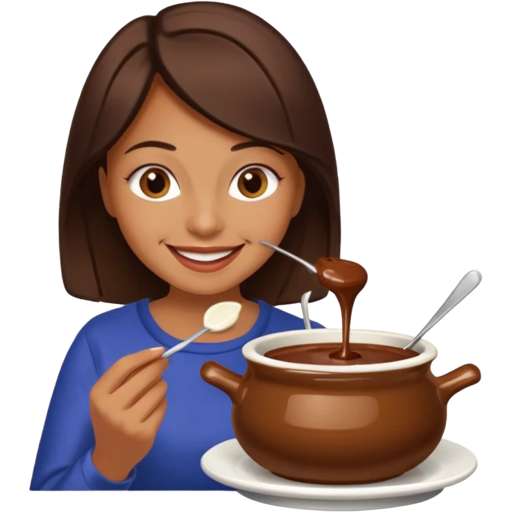 woman eating chocolate fonduefondue emoji
