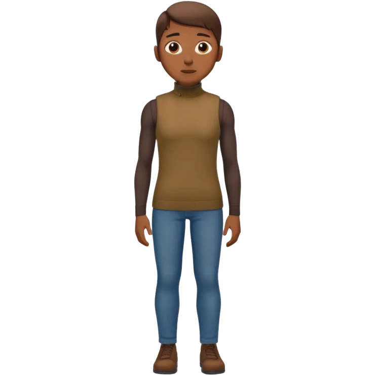 create an emoji, brown sleeveless turtleneck, wholebody emoji