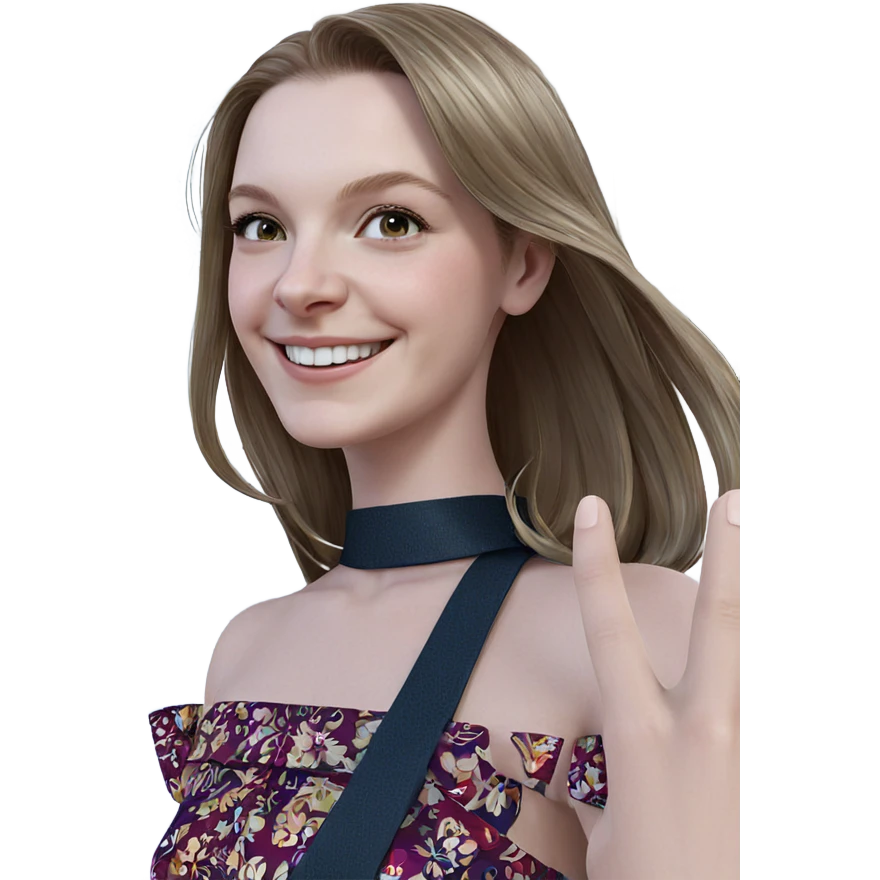 smiling girl in elegant dress emoji
