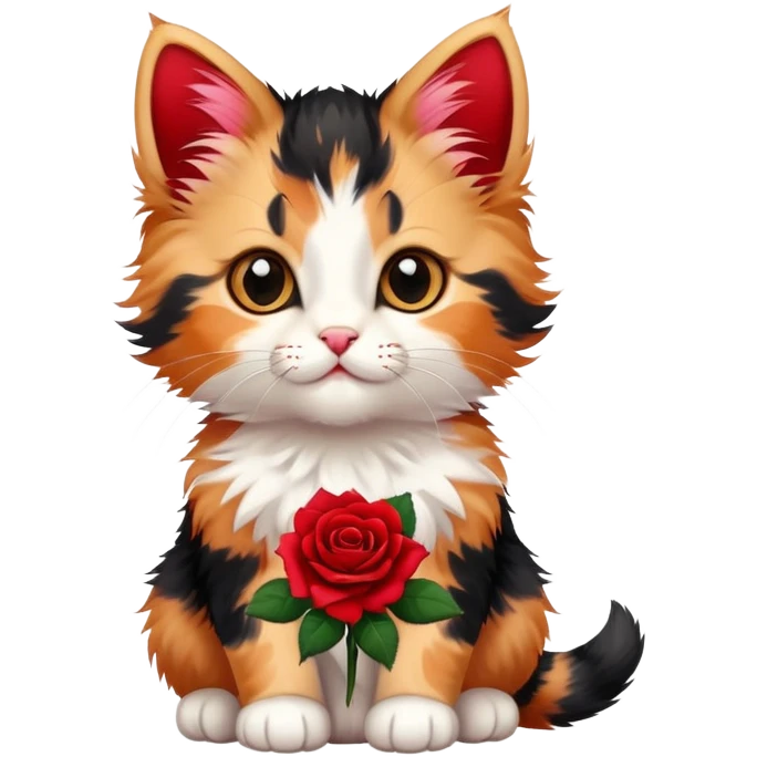 cute kitten, rose emoji
