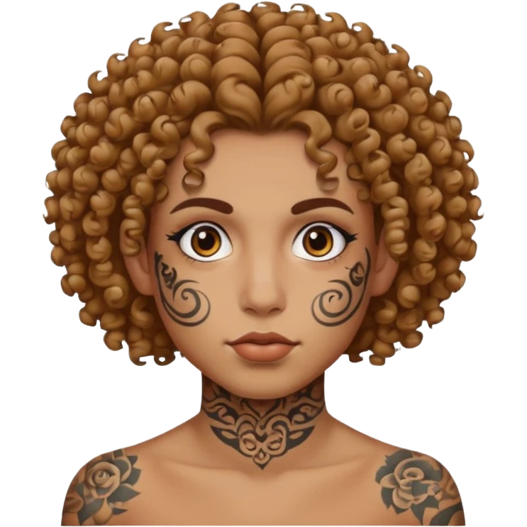 curly haired and heavy face tattoed person with a unique face and style emoji