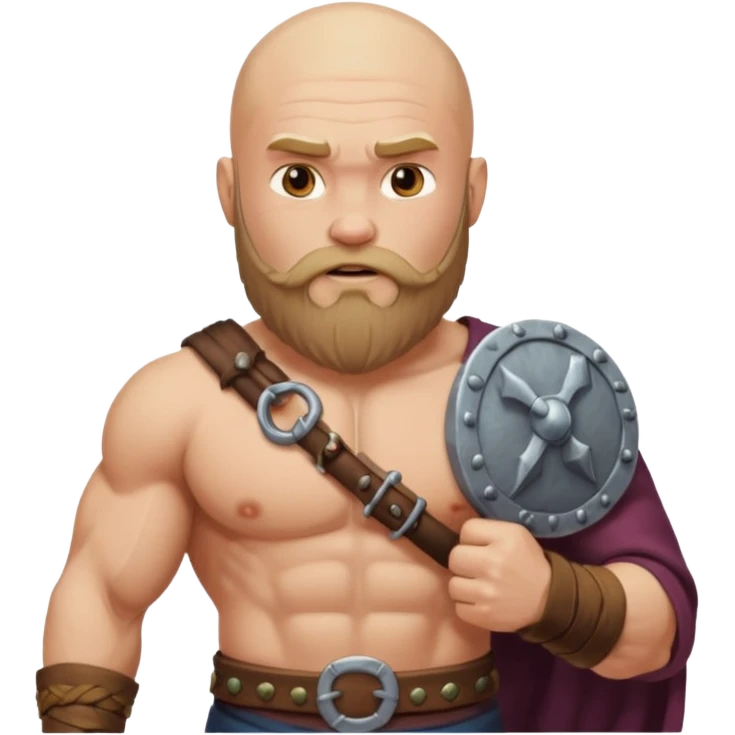bearded Vikings with bald  with bulky body with Viking outfit emoji