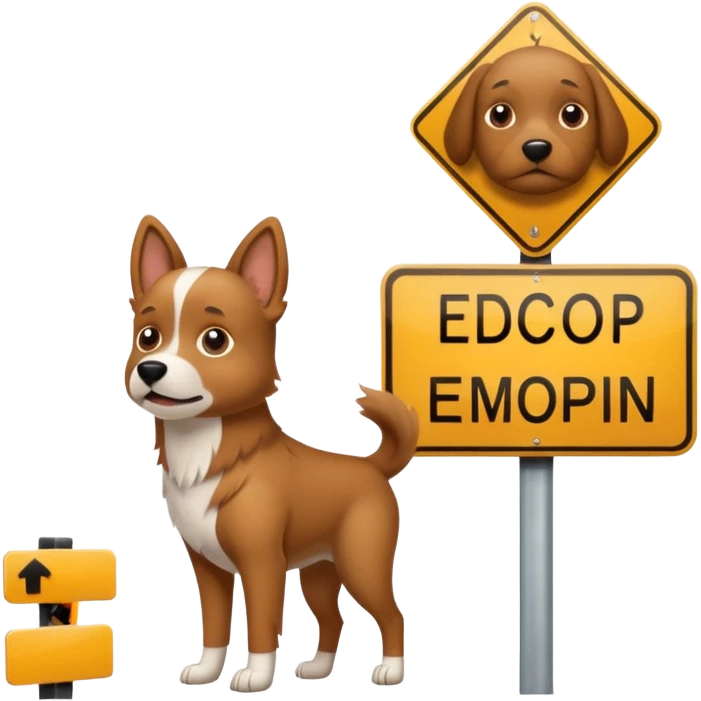 Dog + street sign, Street Wildlife. emoji