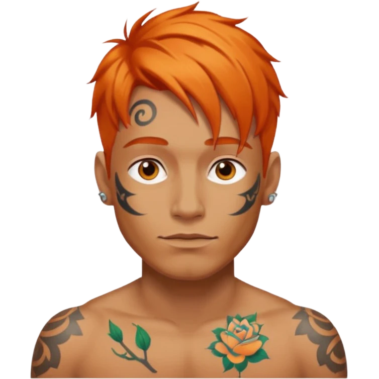 Tattooed man with orange hair emoji