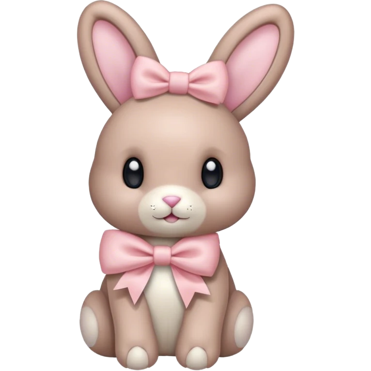 Beige stuffed bunny with light pink bow on right ear  emoji