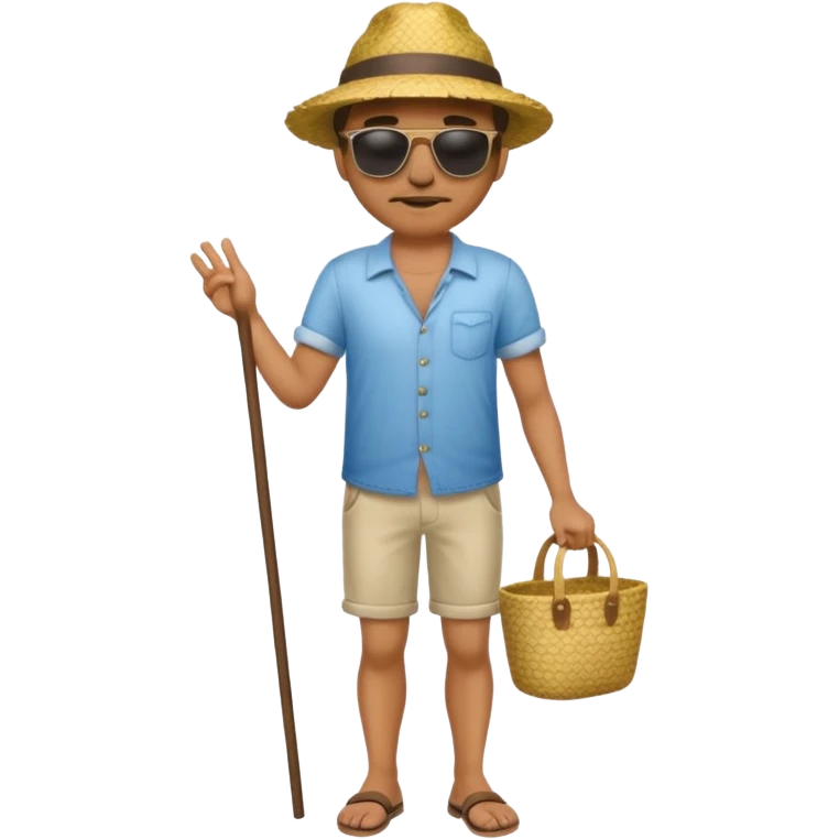 full body man with straw hat emoji