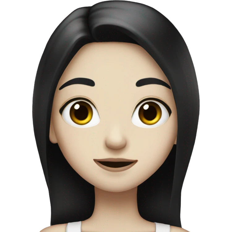 Pale girl with long black hair with black heart  emoji