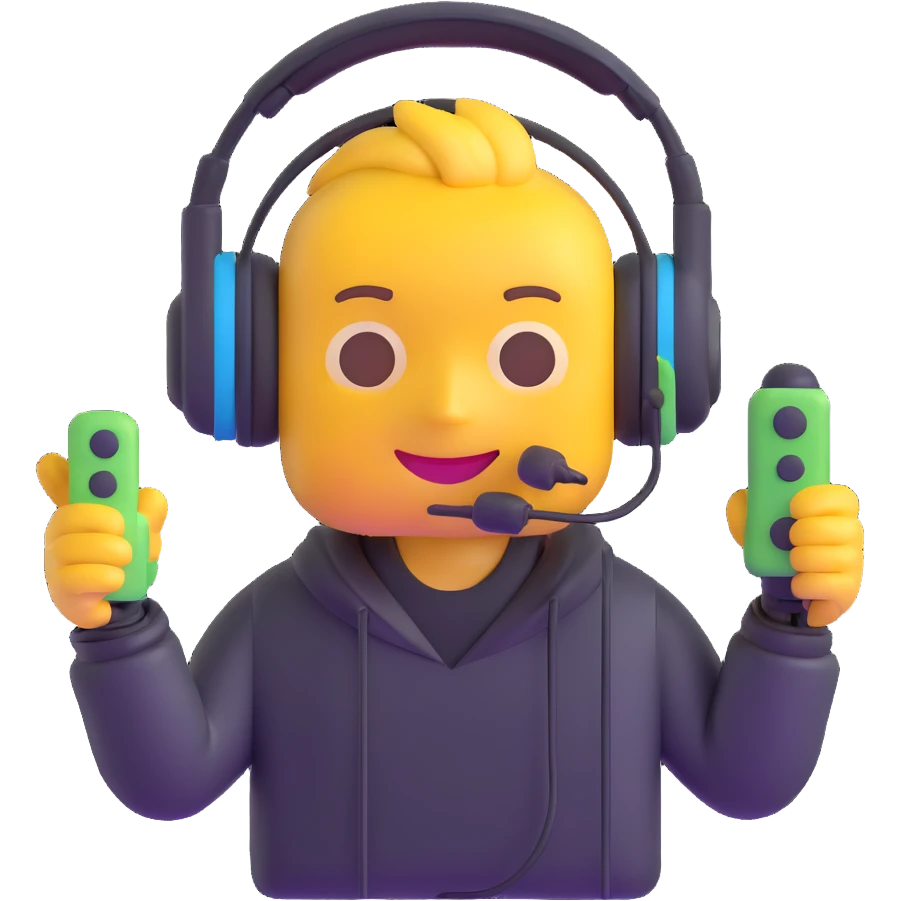 gaming emoji with a headset and joystick emoji