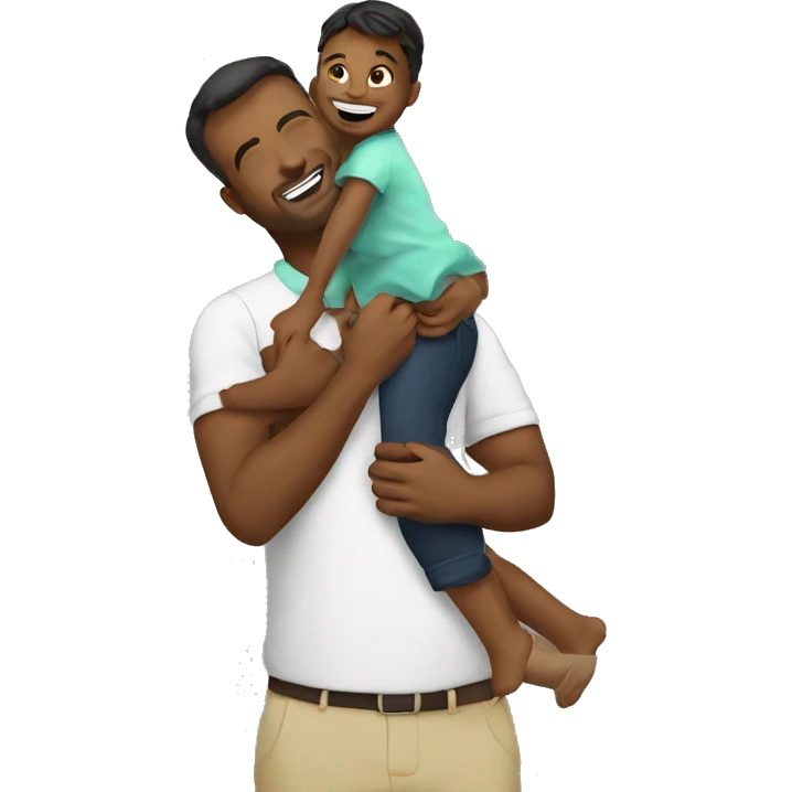Dad hold babygirl in the air. Black emoji