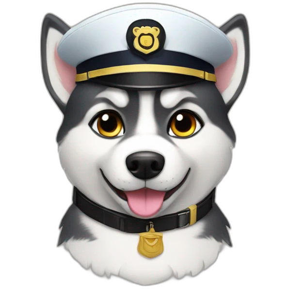 husky dog pilot with pilot captain hat emoji