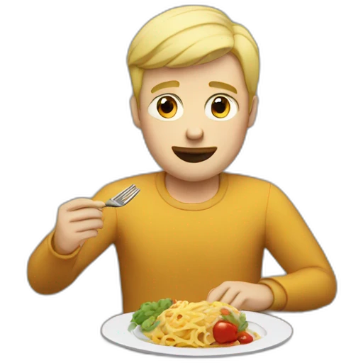 blonde man eating dinner emoji