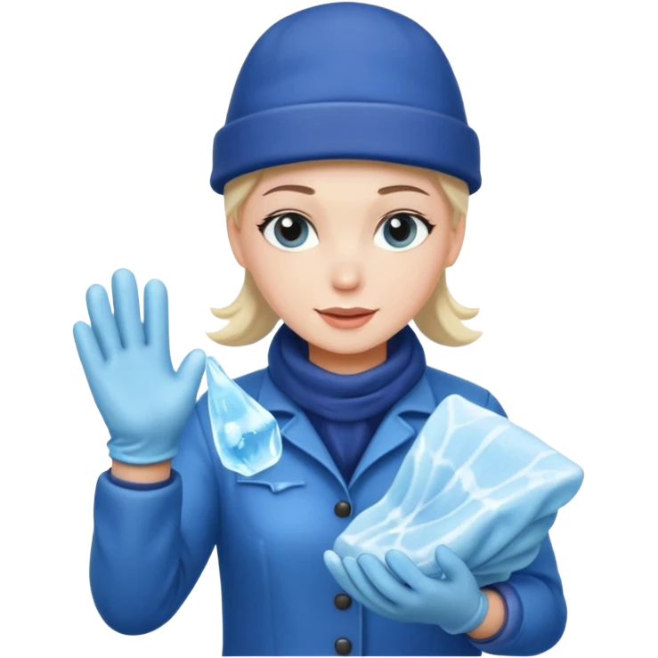 Sculptor polishing with cloth,Ice Sculptors. emoji