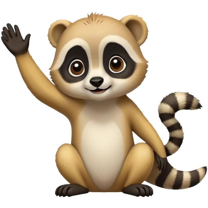 Meerkat waving good bye to a panda emoji