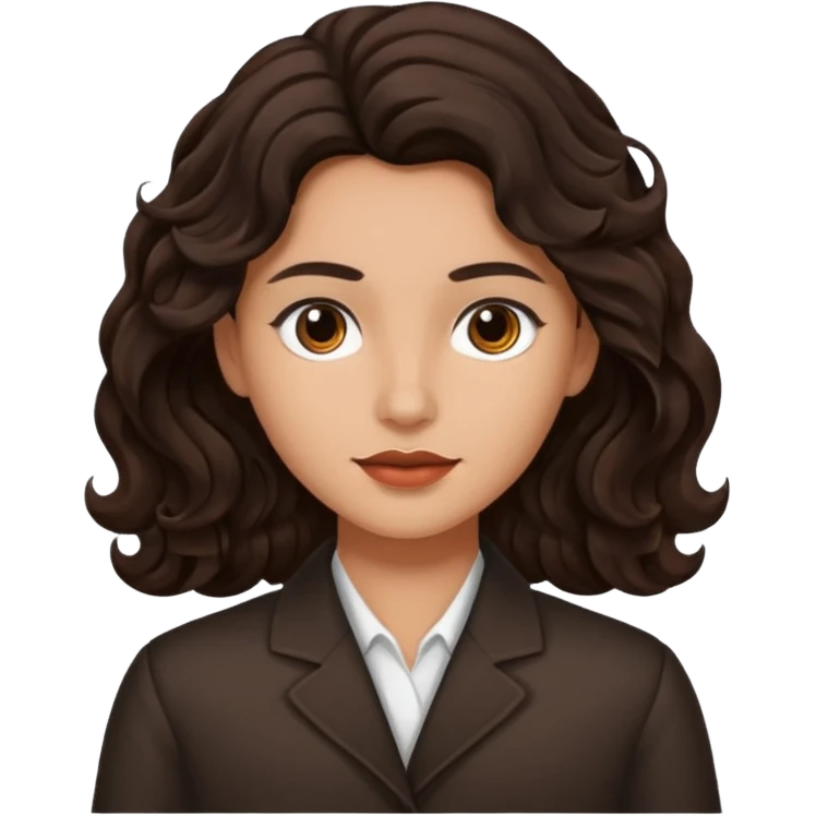 Piel morena con cabello castaño oscuro ondulado emoji
