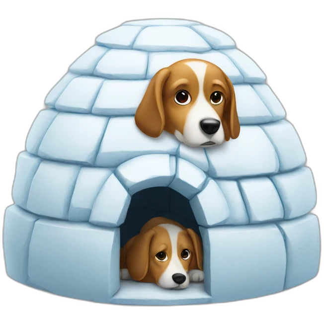 igloo with dog on top of it emoji
