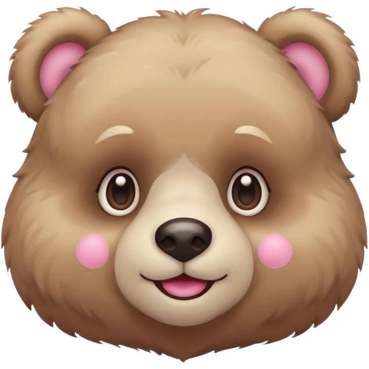 cute bear, beige color, soft smile, pink cheeks emoji