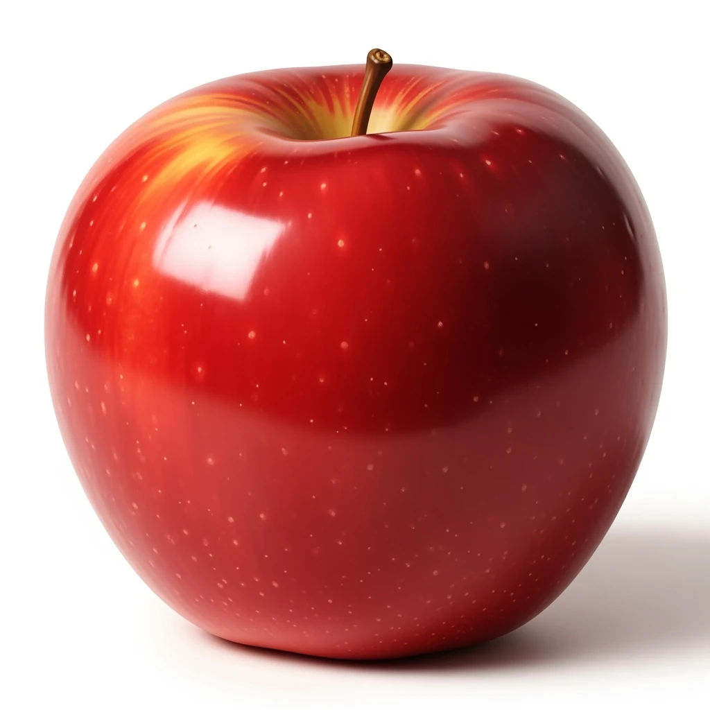 realistic shiny red apple icon in skeuomorphism style with subtle shadows and highlights emoji