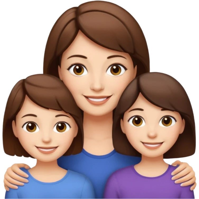 A mum with short hair and her two adult daughters emoji