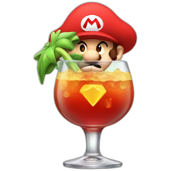 super mario drinking a cocktail emoji