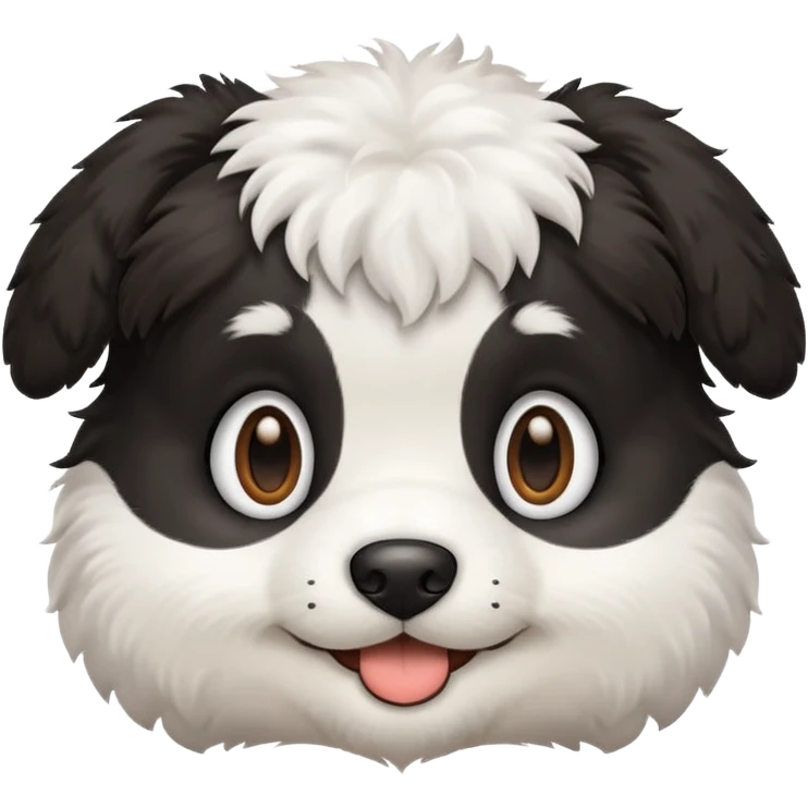 Black and white puppy, smiling emoji