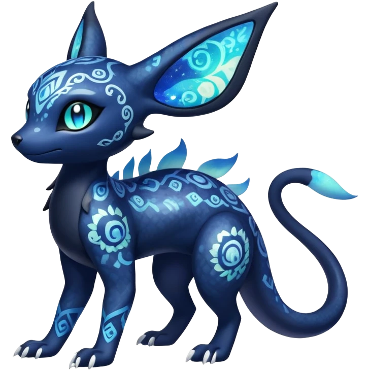 Colorful Iridescent Exotic Nebulae Salandit-Meowstic-Umbreon-Fakémon-hybrid-creature (full body)  emoji