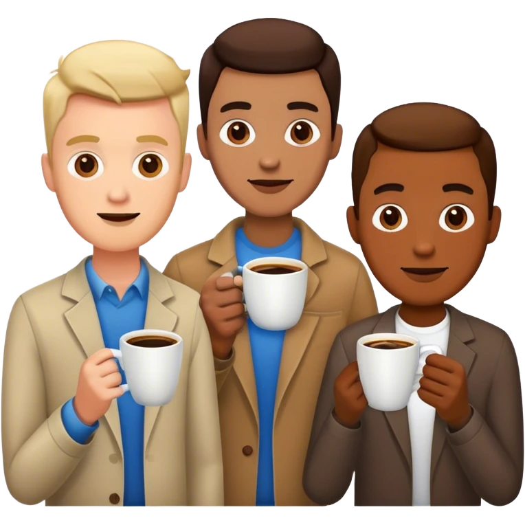 Three guys having coffee emoji