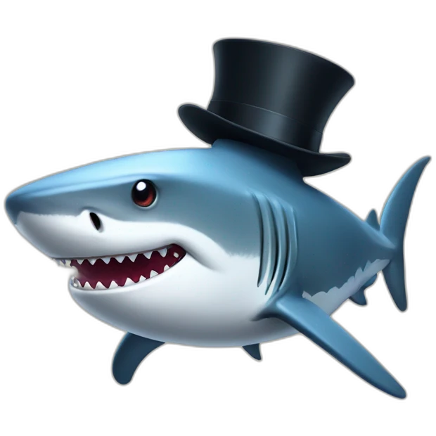 Shark with a top hat emoji