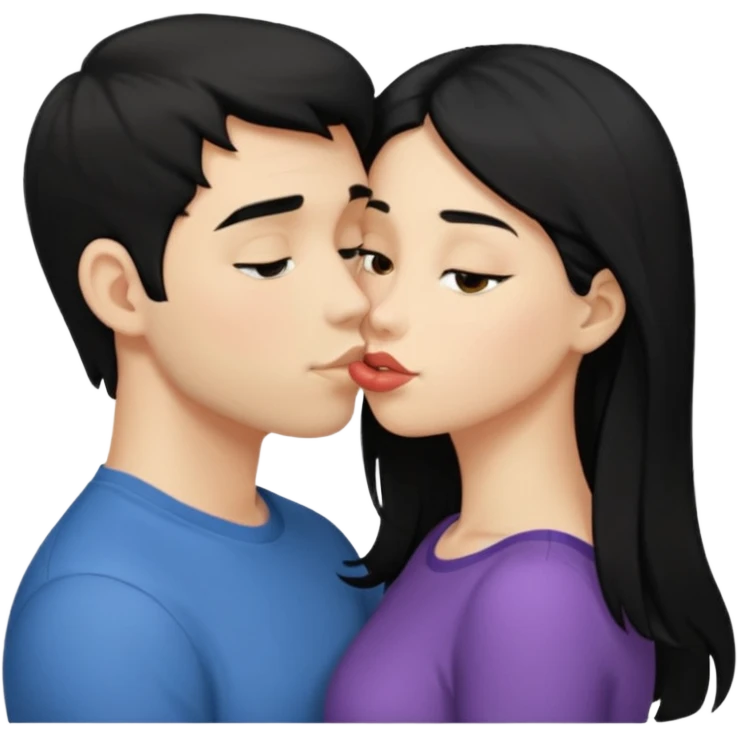 Girl with black hair kiss blonde gut emoji
