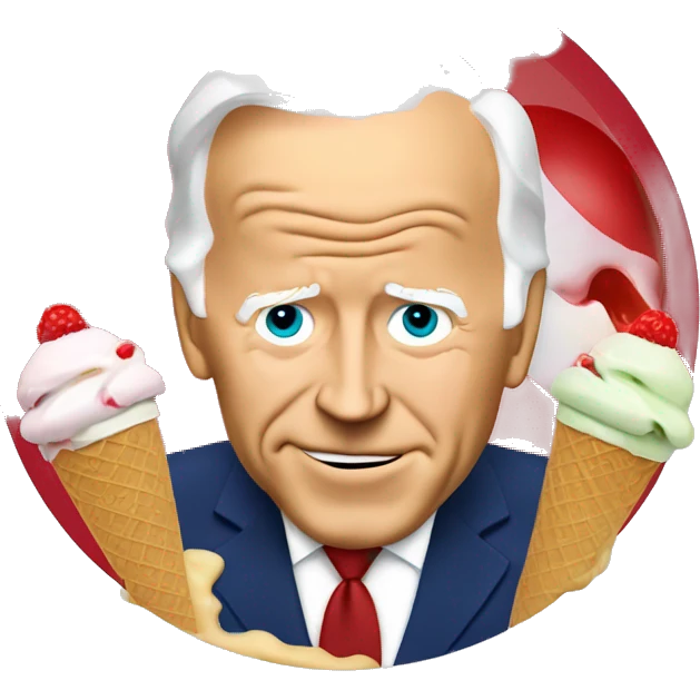 Joe Biden Eating Ice Cream and a red circle around it with lne drawn through it so it becaue not allowed emoji