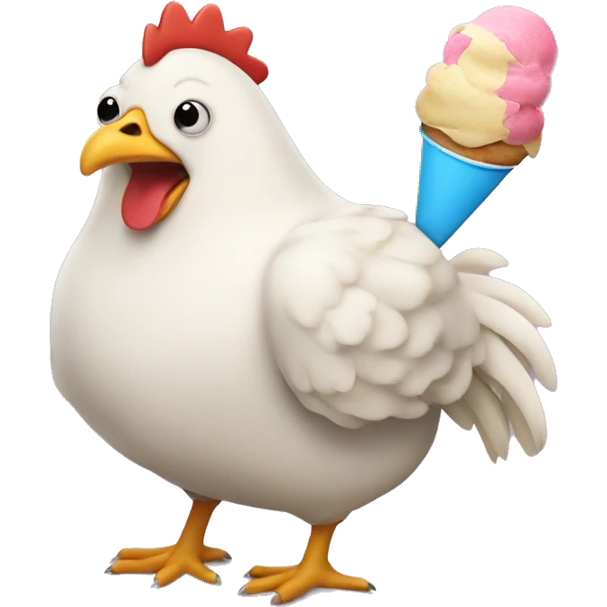 Fat chicken with human legs eating ice cream  emoji