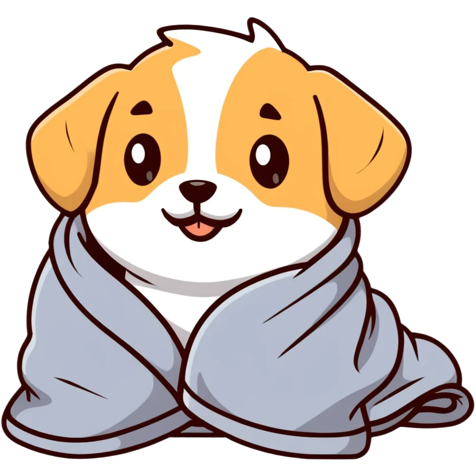 adorable puppy wrapped in a soft blanket emoji