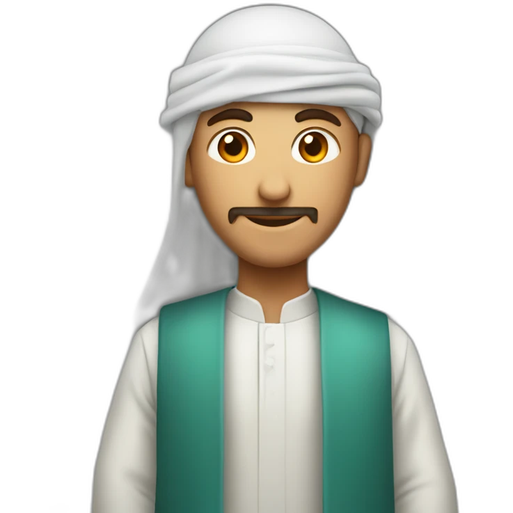 Homme en Qamis avec un panneau cœur emoji