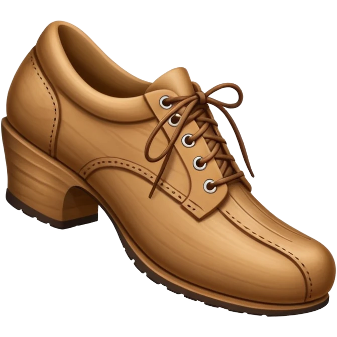 Un zapato de madera estilo Polonia . El zapato está tallado a mano. Pero de madera   emoji