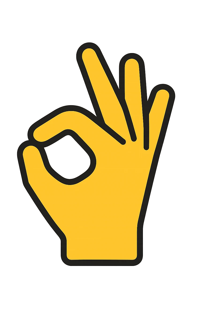 hand making the 'OK' gesture, color outline icon style, yellow color emoji