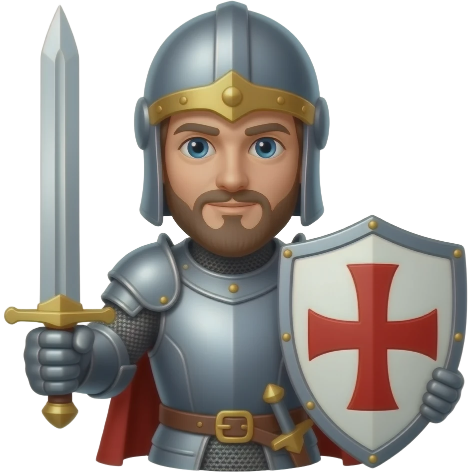 Caballero medieval con escudo blanco con cruz roja y espada emoji