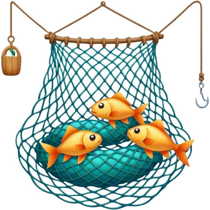 fishes stuck with fishing net emoji