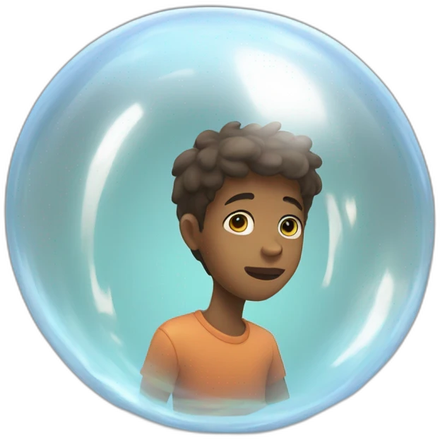 A boy living inside a bubble emoji