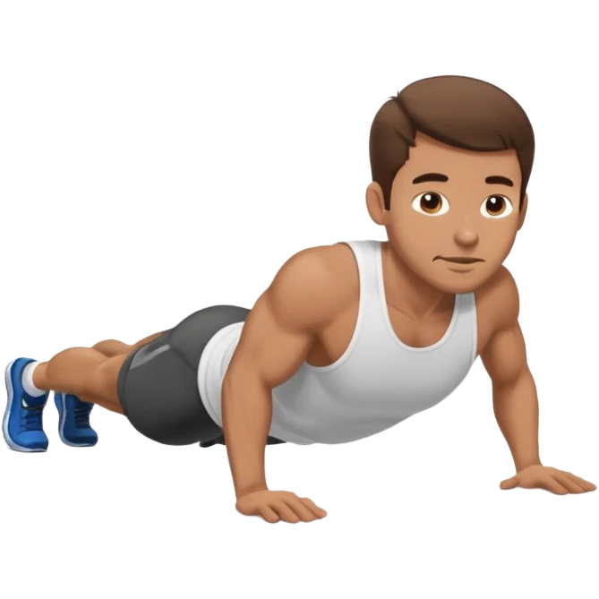 White man 2day stubble brown hair doing pushups  emoji