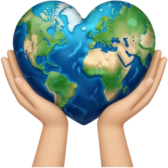 hands holding a heart-shaped Earth iOS style emoji emoji