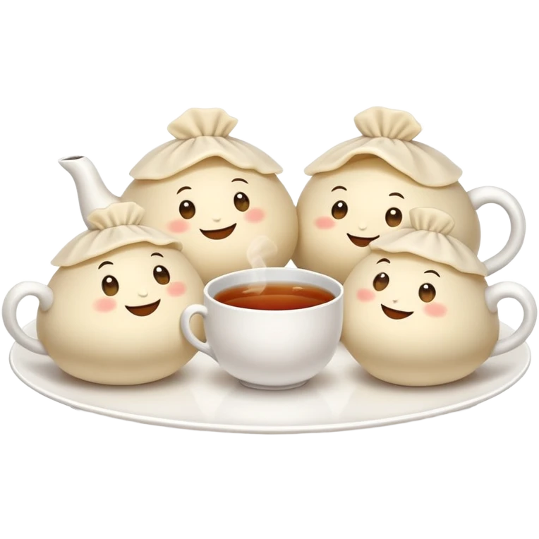 3 dumplings sharing tea emoji