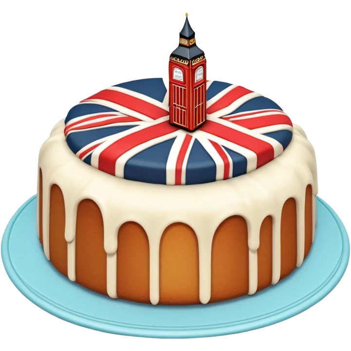 A delicious pound cake with London-inspired decorations emoji